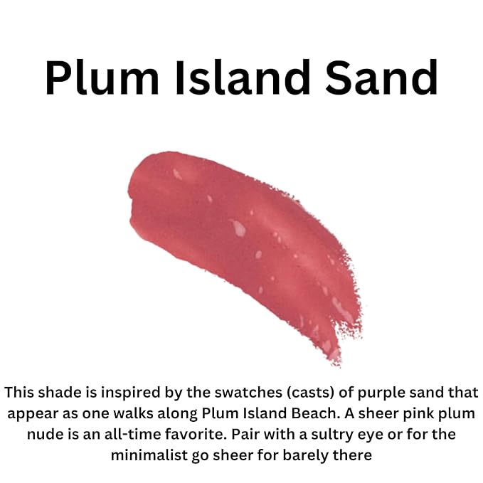 Boston Mints Plum Island Sand Lip Gloss (.25oz) Vegan, Gluten-Free, Cruelty-Free Formula With Aloe, Vitamins C & E, Spearmint Extract and a Sheer Shine Finish for Soft, Fuller-Looking, Hydrated Lips