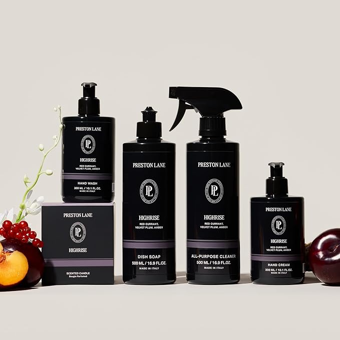 Preston Lane Hand Soap, Dish Soap, Candle & Cleaner Spray Set, Highrise