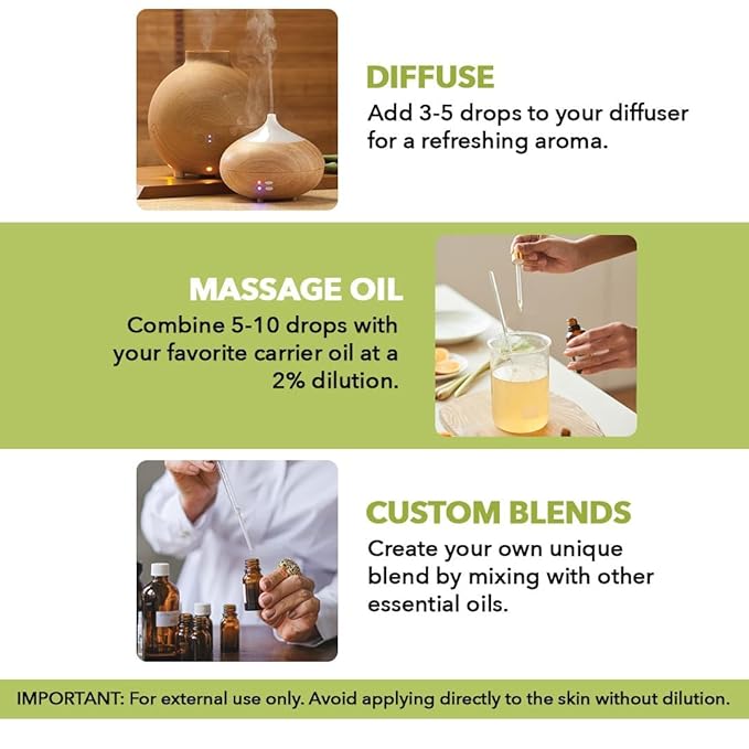 Majestic Pure Essential Oil with Glass Dropper - 100% Pure and Natural - Essential Oils for Diffuser, Aromatherapy, Soap and Candle Making, Lemongrass Essential Oil, Lemongrass Oil, 4 Fl Oz