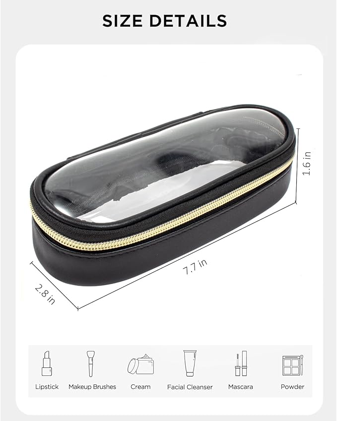 FFpaw Clear Makeup Brush Holder, Travel Makeup Brush Pouch Makeup Brush Bag Organizer Makeup Brush Travel Case with Zipper Waterproof Makeup Travel Case Cosmetic Bag for Women