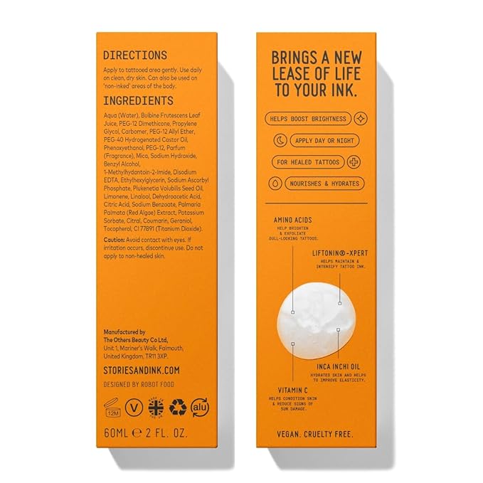 Stories & Ink Tattoo Care | VIBRANCY SERUM for Healed Tattoos | Brightening Treatment to Enhance Ink Color & Restore Faded Tattoo Pigment, Lightweight Hydrating Aftercare, 60 mL / 2 Fl Oz