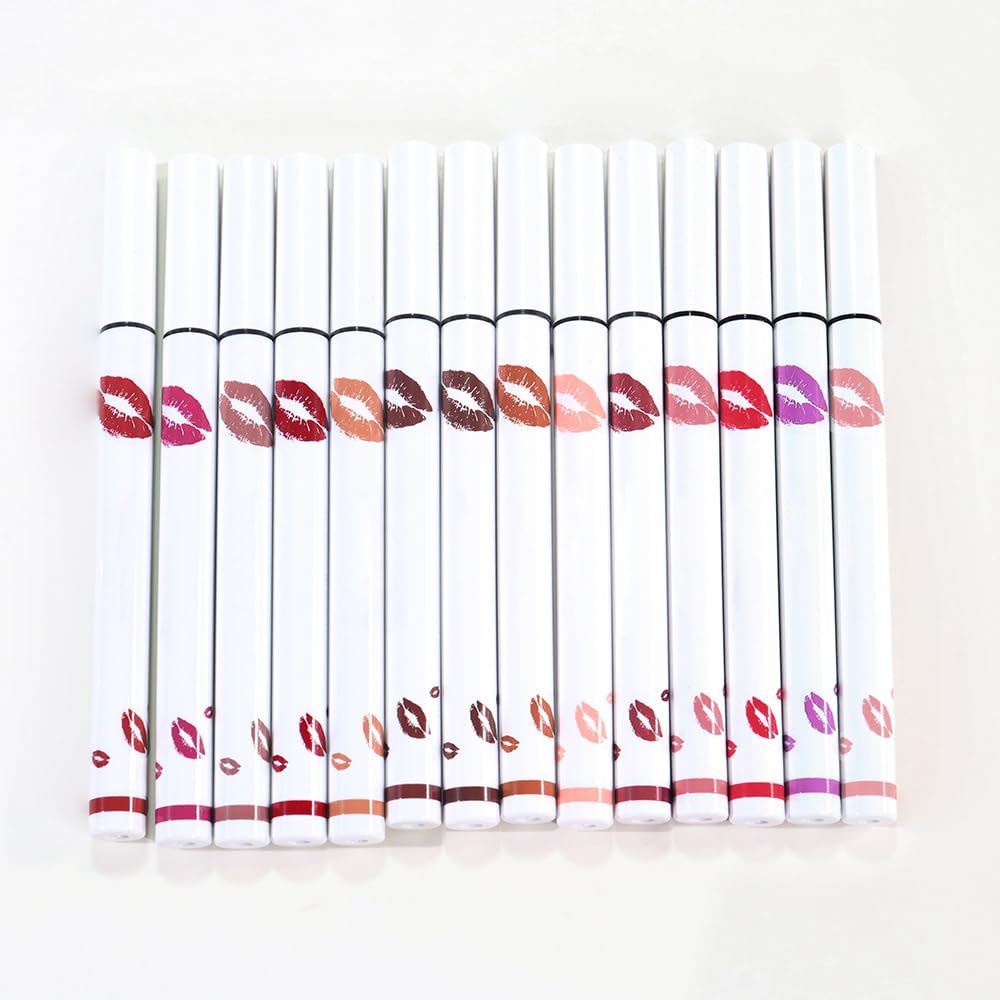 2Pcs Longwear Liquid Lip Liner Stain Marker Pen Set Long Lasting Waterproof, Mocha Nude Brown Matte Semi Permanent 24 Hour Lip Liner and Lipstick Combo, Color Stay Lipliner All Day Lips Stain peel off