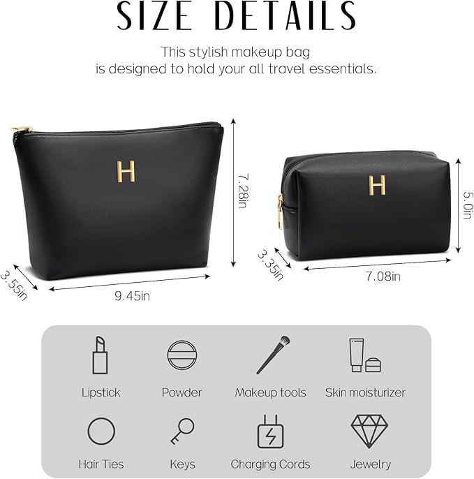 CLOUDWINGS Gifts for Women Girls Personalized Initial Travel Makeup Bag