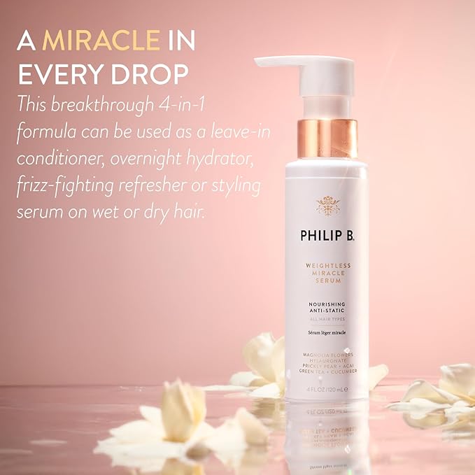 PHILIP B. Weightless Miracle Serum, Leave-In Conditioner 4 Fl Oz (120 mL)