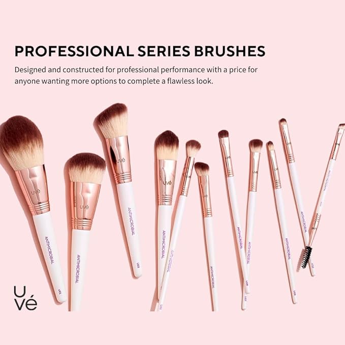 UVé Makeup Brush Set 11 Piece, Professional Vegan Synthetic Brushes
