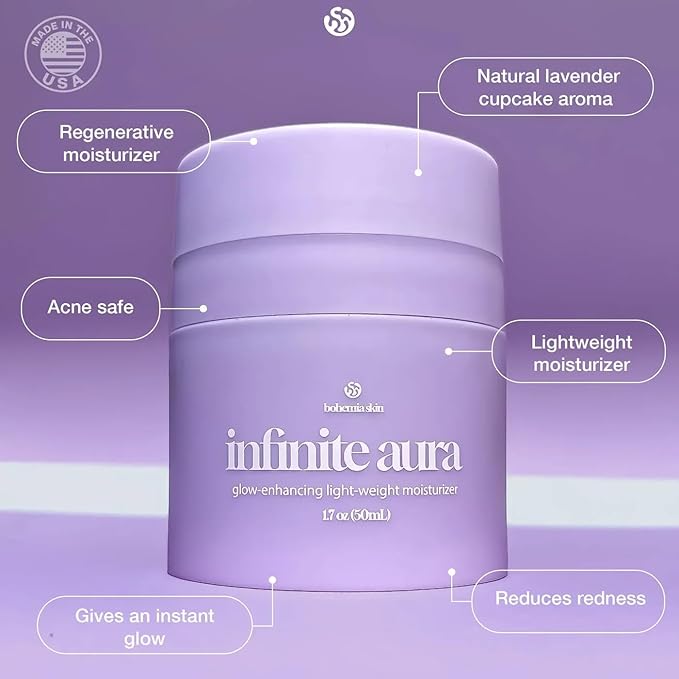 Bohemia Skin Kay’s Glow Serum + Infinite Aura Moisturizer + Boho Cleansing Balm – Oxygen-Infused THDA Vitamin C with Gentle AHA for Face and neck | Hydrates, Soothes and Brightens Bundle