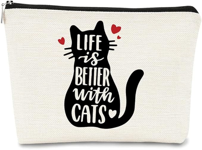 BARPERY Cat Ketten Makeup Bag - Cosmetic Accessory Gift for Cat Lovers, Women & Girls