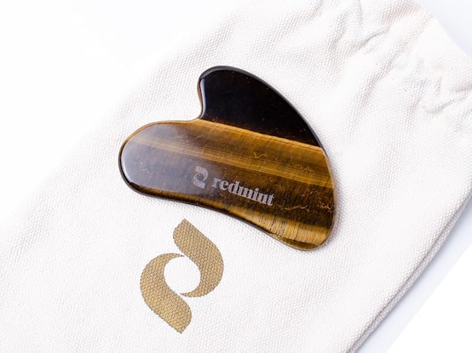 Redmint Tiger Eye Gua Sha Tool for Face, Natural Stone Facial Massage Tool