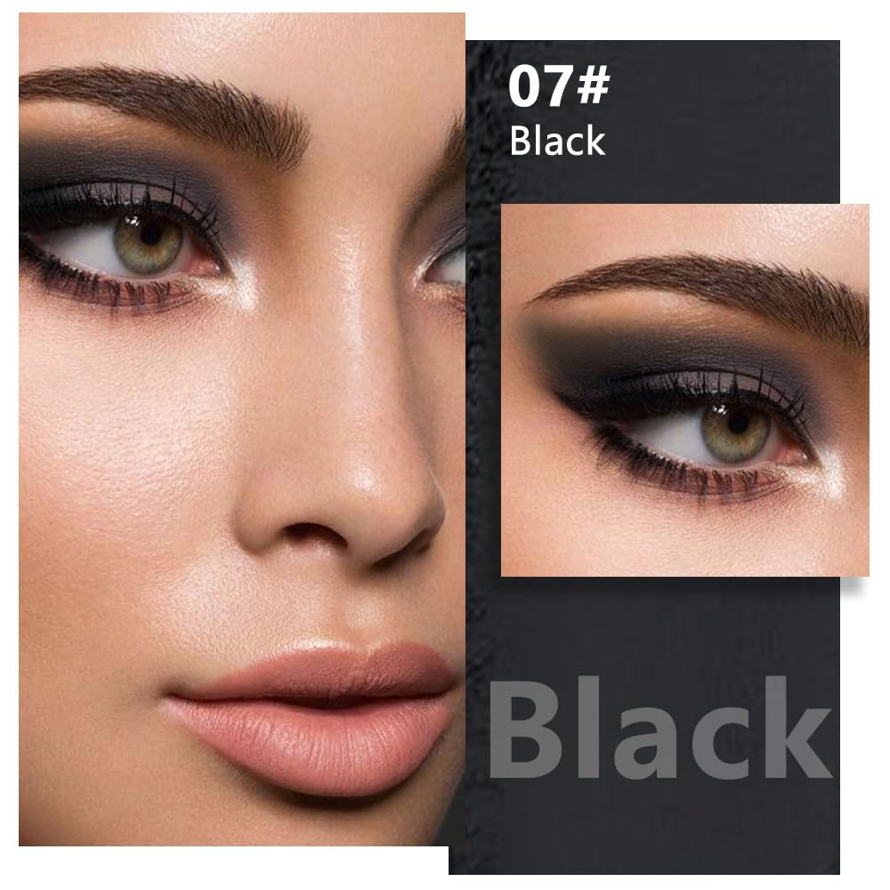 FeiCuiYun Matte Single Eye Shadow Palette Makeup, Matte Black Monochrome Eyeshadow For Older Women, Mini Pressed Monochrome Pigmented Waterproof Sombras Para Ojos,Vegan, Talc, Paraben&Cruelty Free, 07