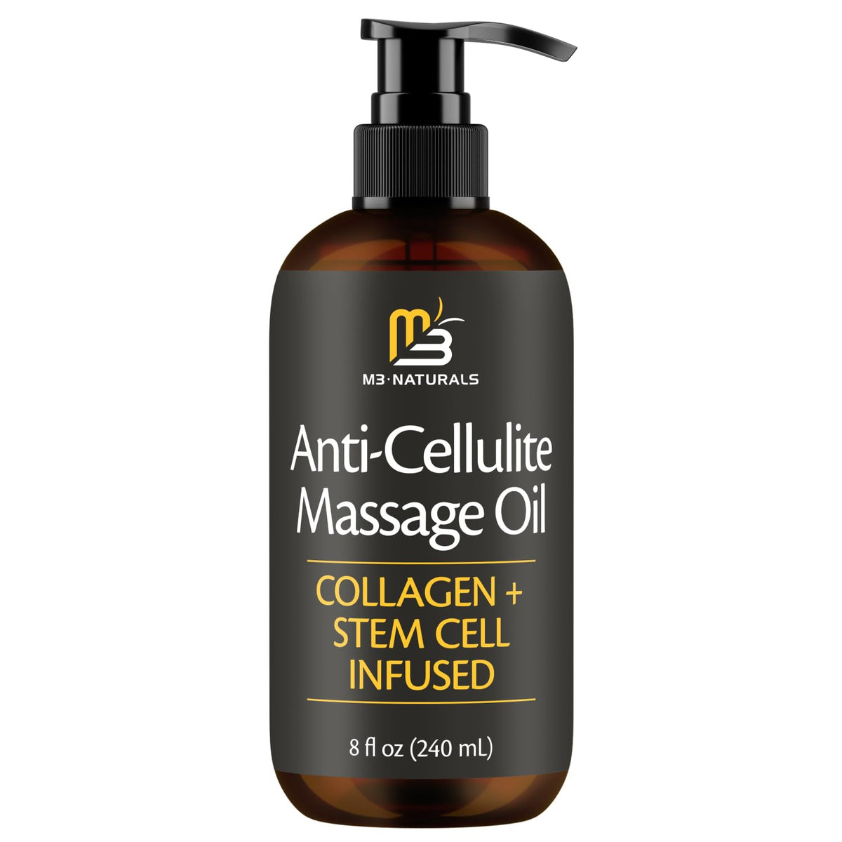 Anti Cellulite Massage Oil & Lymphatic Drainage Massager Kit, 8 fl oz by M3