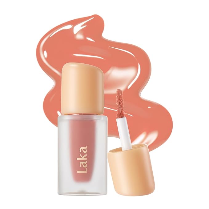 Laka Fruity Glam Tint Mini | Glowing Korean Lip Tint with Hydrating Lightweight Texture | Buildable Color, Non-Sticky High Shine Gloss | K-Beauty Korean Makeup | #131 Creamcha, 0.07oz