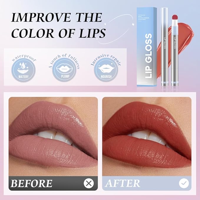 Hxssll Cushion Lip Gloss Matte Lip Tint – Long-Lasting Lightweight Color, Soft Plush Applicator for Gradient Blurred Lips, Non-Sticky Velvet Finish Hydrating Lip Stain 06#–Mocha Brown