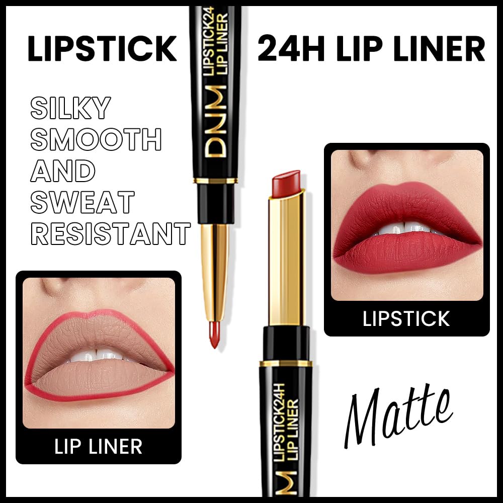 BINGBRUSH 3Pcs Matte Lipstick Set for Women, Double Ended Lipstick with Lip Liner, Nude Brown Beige Lip Color Kit, Waterproof Long Lasting Non Transfer Velvet Finish Lip Makeup Gift Set