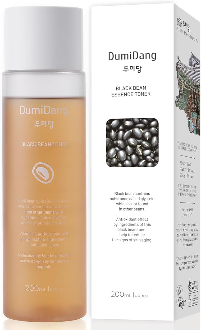 DumiDang Black Bean Essence Toner - Korean Traditional Vegan Skincare Formula, Anti-Aging &Youthful Skin with Fermented Black Bean Extract, 200mL | 6.75fl. oz.