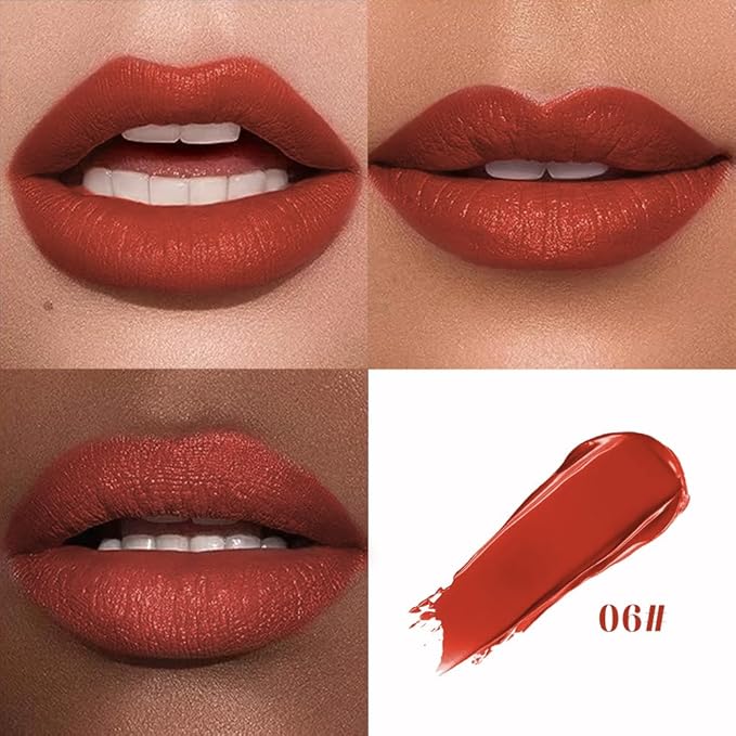 Hxssll Cushion Lip Gloss Matte Lip Tint – Long-Lasting Lightweight Color, Soft Plush Applicator for Gradient Blurred Lips, Non-Sticky Velvet Finish Hydrating Lip Stain 06#–Mocha Brown