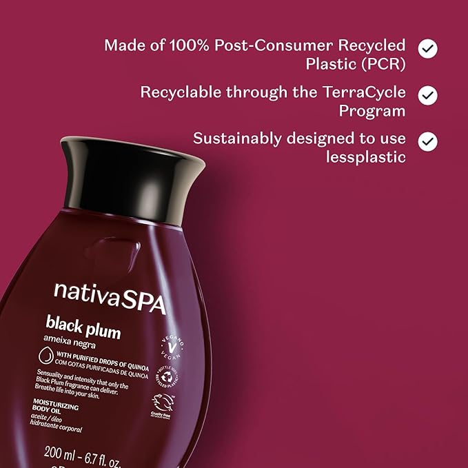 Nativa SPA Brazilian Body Oil - 6.7 oz, Moisturizing & Firming Black Plum