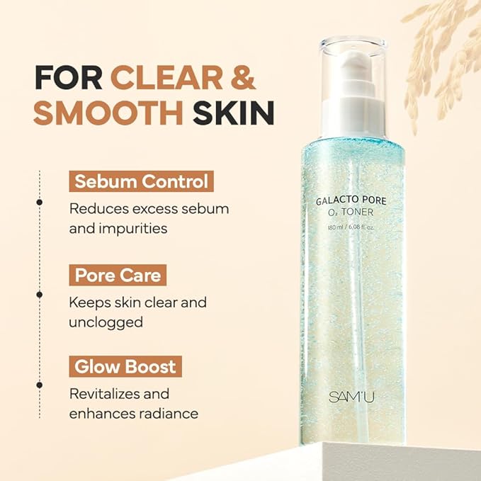 SAM'U Galacto Pore O2 Toner, Pore Refining Hydrating Toner, 6.08 fl oz
