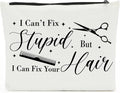 NBIAN Hair Stylist Makeup Bag, Hairdresser Gift, Hairdresser Gifts for Women I Can't Fix Stupid But I Can Fix Your Hair, Makeup Travel Case, Inspirational Hair Stylist Gift Valentine's Day Gift