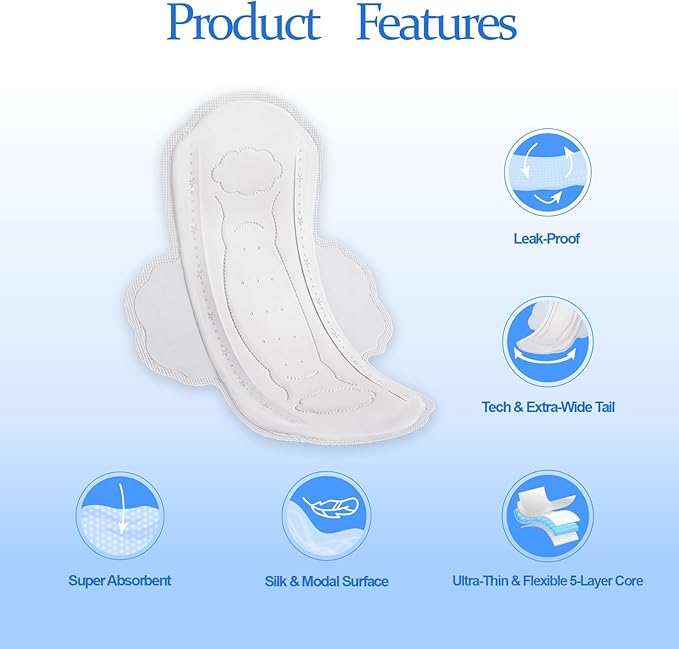 MODAL Silk-Ultra Thin Sanitary Pads, Real Mulberry Silk, Regular, 8 Count