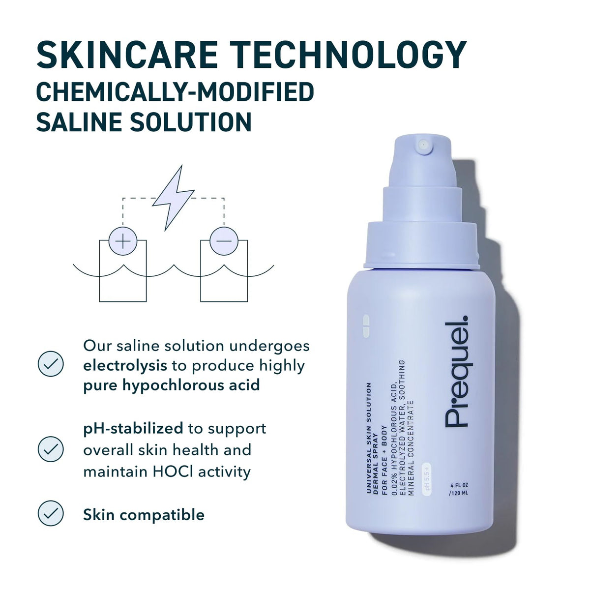 Prequel Skin Hypochlorous Acid Spray - HOCL Facial Mist Minerals 4oz