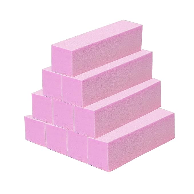 20pcs Nail Buffer Blocks 4Sides,120Grit Pedicure Manicure Buffer Kits Pink