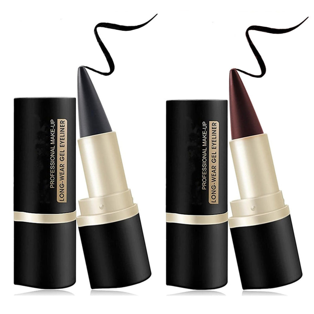 Go Ho Black and Brown Gel Eyeliner Stick,Black Eye Liner Halloween Makeup, Soft and Smooth Eyeliner Makeup for Women,Easy Apply and Remove