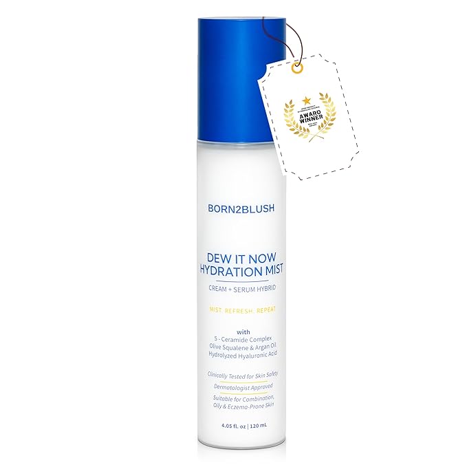 Dew It Now Hydrating Face Mist Spray | Probiotic Barrier-Boosting Facial Spray | Ceramides, Squalane & Argan Oil | Cream Serum Hybrid 3-in-1 | Sensitive Skin | 4fl oz 120ml