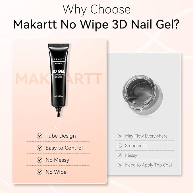 Makartt 3D Nail Gel, 2 Pcs 15g Nail Sculpting Gel for Molding and Drawing