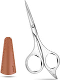 Lobodt Professional beard scissors, 4.9-inch (silver) small pointed stainless steel hairdressing scissors, Moustache Trimming，suitable for personal care and beauty of both men and women