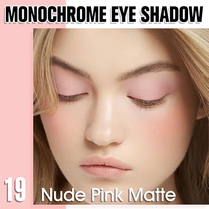 QIDSTERS Nude Pink Matte Single Eyeshadow, Lightweight Blendable Mini Eye Shadow for Older Women, Monochrome Eyeshadow Palette Makeup Pigmented Waterproof, Vegan & Cruelty-Free, 19