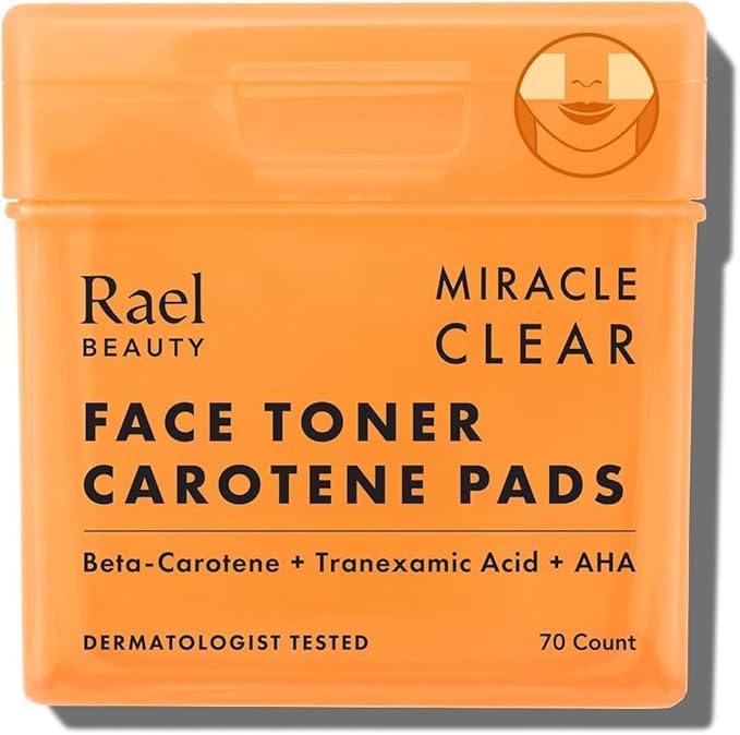 Rael Miracle Clear Toner Pads for Face, Dual Exfoliating & Soothing (70 Ct)