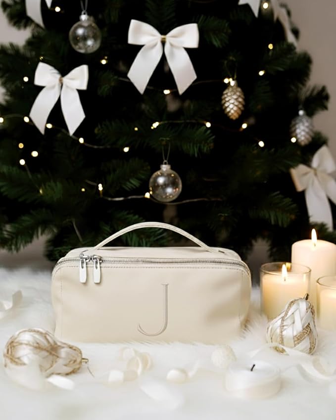 EACHY Personalized Makeup Bag, Travel Cosmetic Bags for Women with Zipper & Handle, Christmas or Birthday Gift for Mom, Wife and Friends
