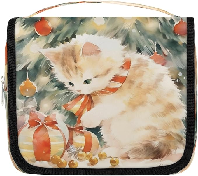 YoYoYuchong Travel Toiletry Bag for Women & Men Cute Animal Cat Art Hanging Cosmetic Organizer Portable Waterproof Makeup Case Make Up Bag with Compartments Travel Essentials for Bathroom Shower