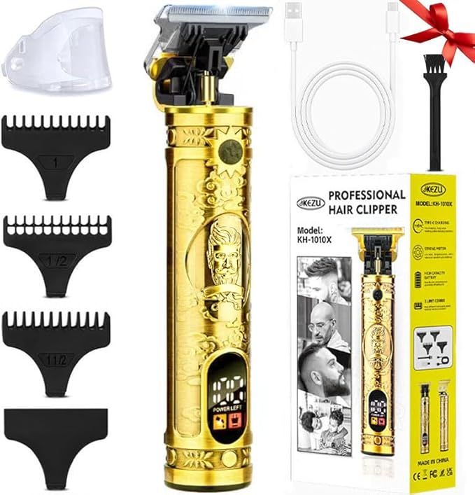 Zclikro Beard Trimmer for Men, Professional Hair Clipper with LCD Display, Rechargeable Electric Razor, Barber-Grade Zero Gapped T-Blade Hair Trimmer, Ideal Present for Men