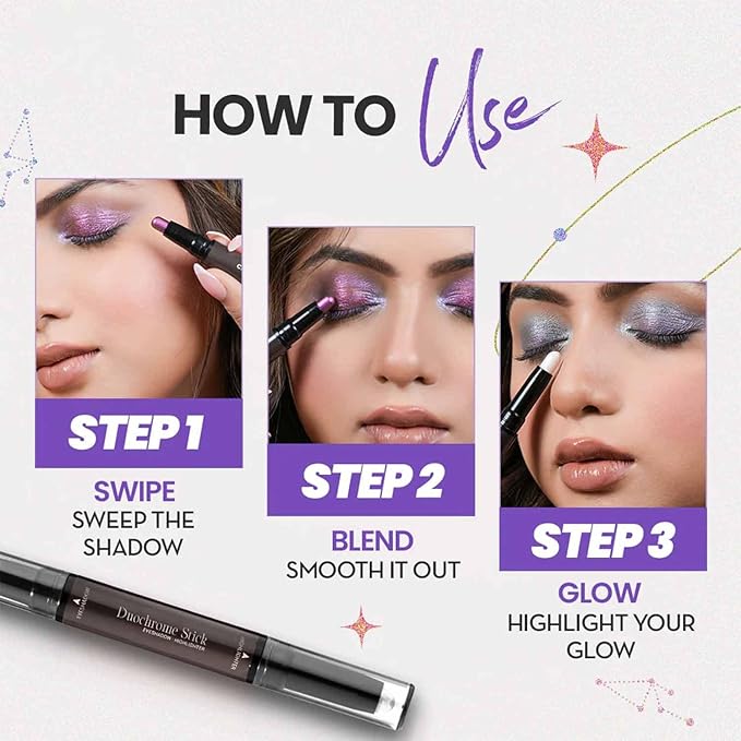 CHARMACY Multichrome 2 in 1 Cream Eyeshadow Stick, Waterproof Eye Brightener Highlighter Stick Makeup, High Pigmented, Smudge-Proof, Vegan & Cruelty-Free (SET1-901/903/905)
