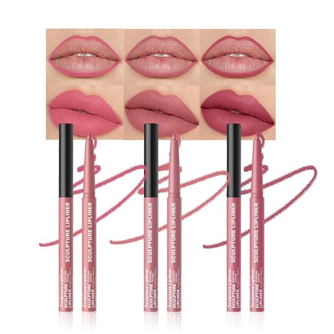 Hxssll 12 Colors Matte Lip Liner Pencil – Long Lasting Waterproof Lip Liner, Smudge Proof Transfer Proof Lip Pencil, High Pigment Lip Makeup for Defining & Filling Lips (A2-set:03+11+12, 3PCS)