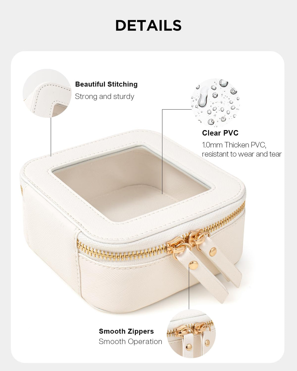 KOTORA Small Makeup Bag for Purse Sunscreen Travel Makeup Bag Clear Cosmetic Bag with Zipper, Car Make Up Bag Organizer Storage Traveling Car Accessories Travel Essentials for Women (Mini White)