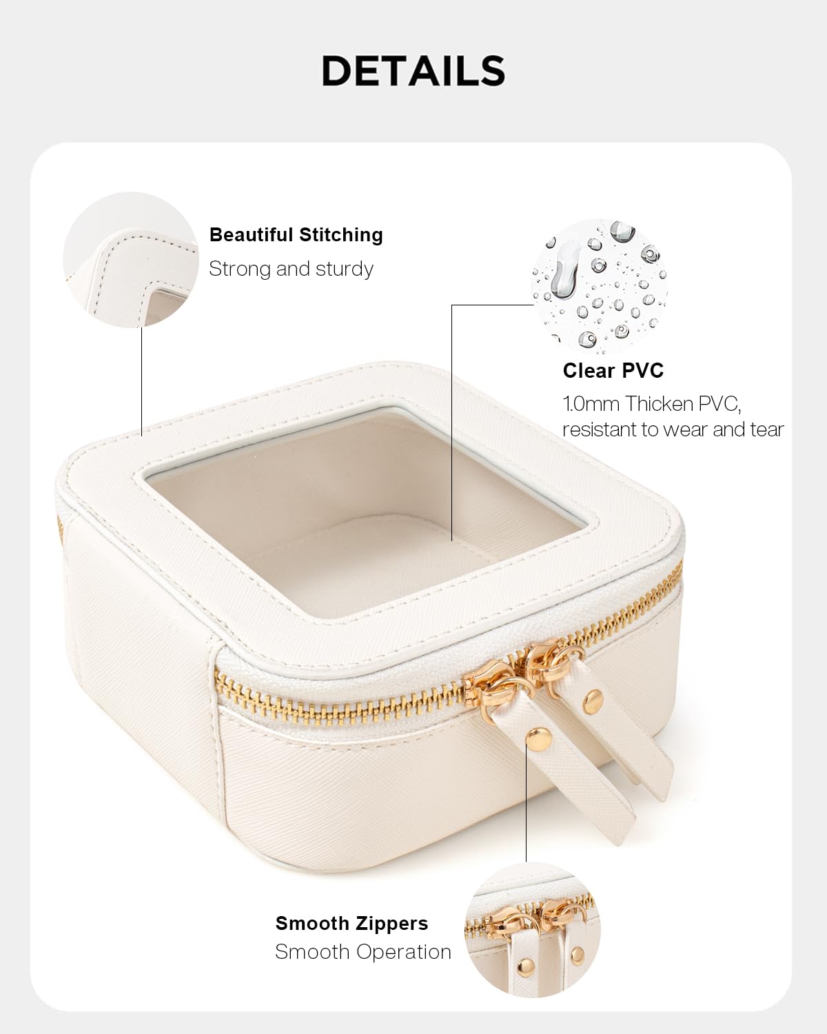 KOTORA Small Makeup Bag for Purse Sunscreen Travel Makeup Bag Clear Cosmetic Bag with Zipper, Car Make Up Bag Organizer Storage Traveling Car Accessories Travel Essentials for Women (Mini White)
