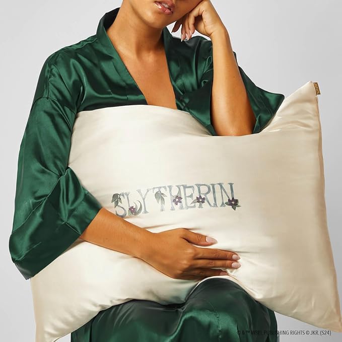 Kitsch & Harry Potter Satin Pillowcase W/Zipper - Size 19x26, Slytherin
