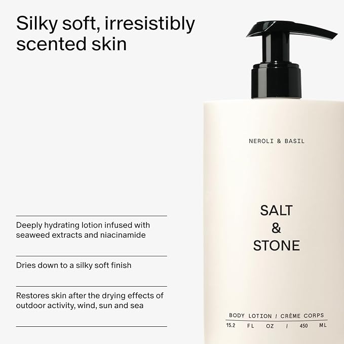 Salt & Stone Body Lotion for Women & Men, Vegan, Neroli & Basil 15.2 fl oz
