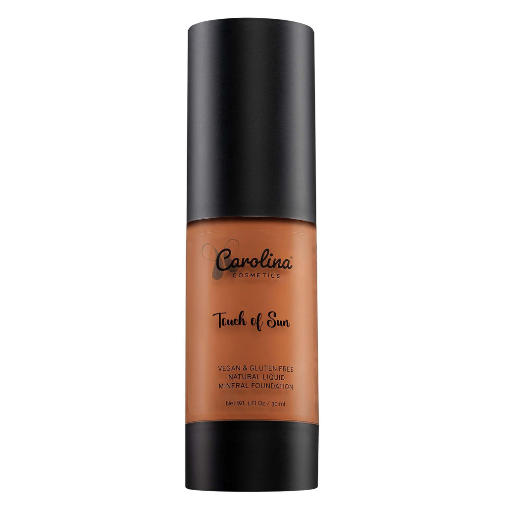 Carolina Cosmetics - Plant-Based Foundation in Touch of Sun Shade - Hydrating, Pore-Minimizing & Buildable Coverage - Vegan, Non-GMO, Gluten-Free, Paraben-Free - Sun Protection - 1Fl Oz