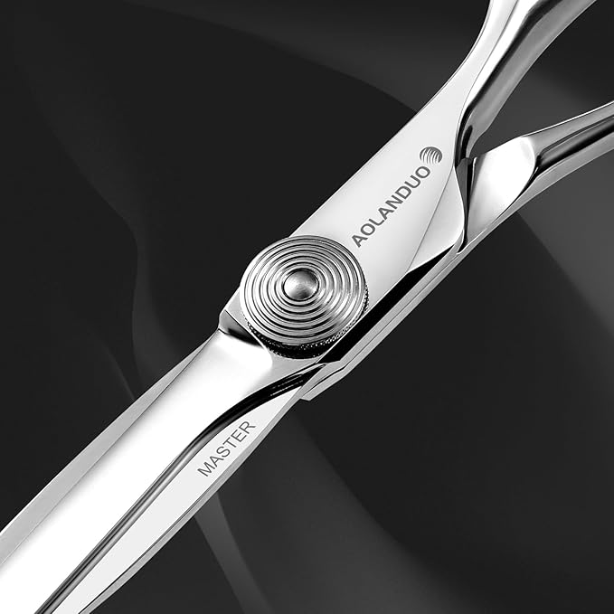 AOLANDUO Master Series Barber Scissors 6" – VG10 Steel, Large Frame Handle for Big Hands, Reinforced Blade Back for Long-Term Use, Convex Edge, Precision Tension, 1 Count