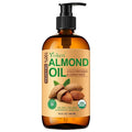 Yoken Organic Almond Oil 16 oz Glass Bottle, Cold Pressed for Skin & Hair