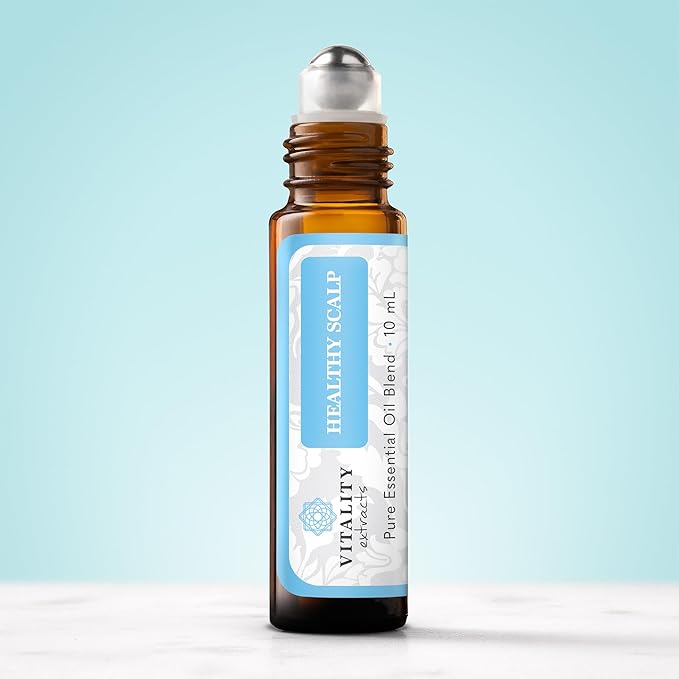 Vitality Extracts Healthy Scalp Essential Oil Blend - 10ml Roll-On, Cleanse, Hair Growth, Amla Oil, Ayurvedic, Hair Repair, Strengthening