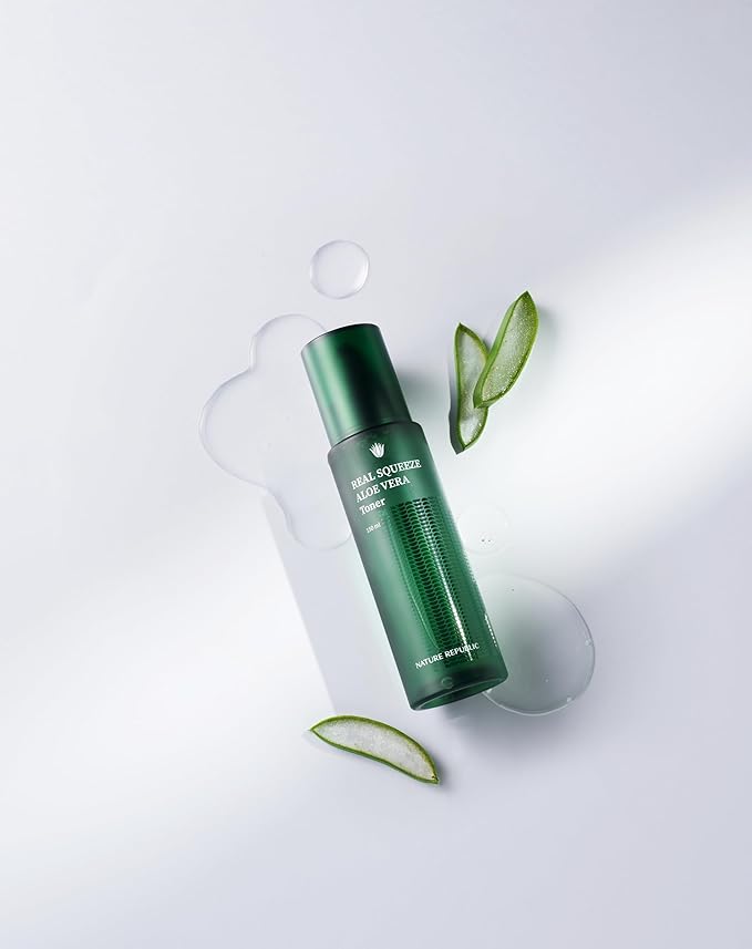 Nature Republic Real squeeze aloe vera Toner | Hydrating Moisturizer, Hydrating Glowm, Fast-Absorbing, Non-Sticky Formula, After Sun & Aftershave (150ml / 5.24oz)