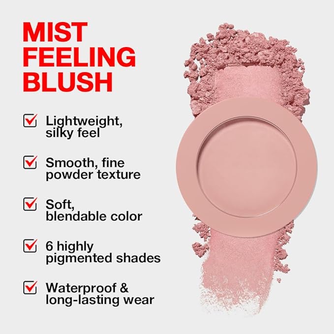 HHLTOH Single Soft Rose Pink Matte Powder Blush Palette Face Makeup, Blush for Looks Younger Cheeks, Monochrome Cream Blushes Lightweight Long Lasting, Blush for Women All Skin Tones Paleta de, 01