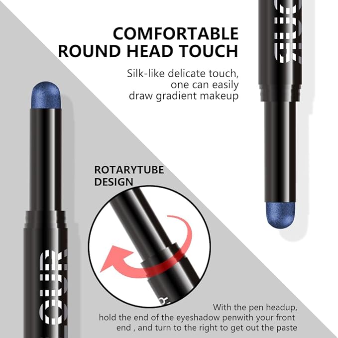 Royal Blue Shimmer Cream Eye Shadow Stick Makeup for Women, Royal Blue Shimmer Matte Eye Shadow Brightener Stick for Eyes, Waterproof Eyeshadow Pencil Applicator Blendable for Eye Highlight 18