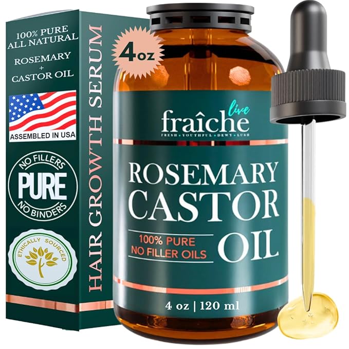 Rosemary Castor Oil for Hair Growth Glass Bottle, Hair Oil for Hair Growth