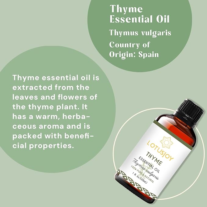LOTUSJOY Thyme Essential Oil for Diffuser, Skin, Hair - 1 Oz