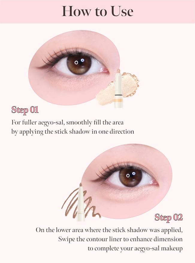 CORALHAZE Idol AEGYO-SAL Maker 03 Tangerine Coral, 2-in-1 Under-Eye Highlighter and Contour Liner for Bright, Voluminous Eyes, Long-Lasting, Smudge-Proof Shimmer Stick with Natural Glow, Korean Beauty
